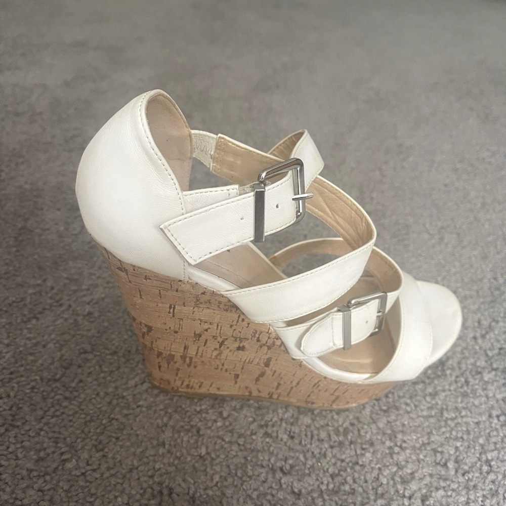 Barely worn white strappy wedges